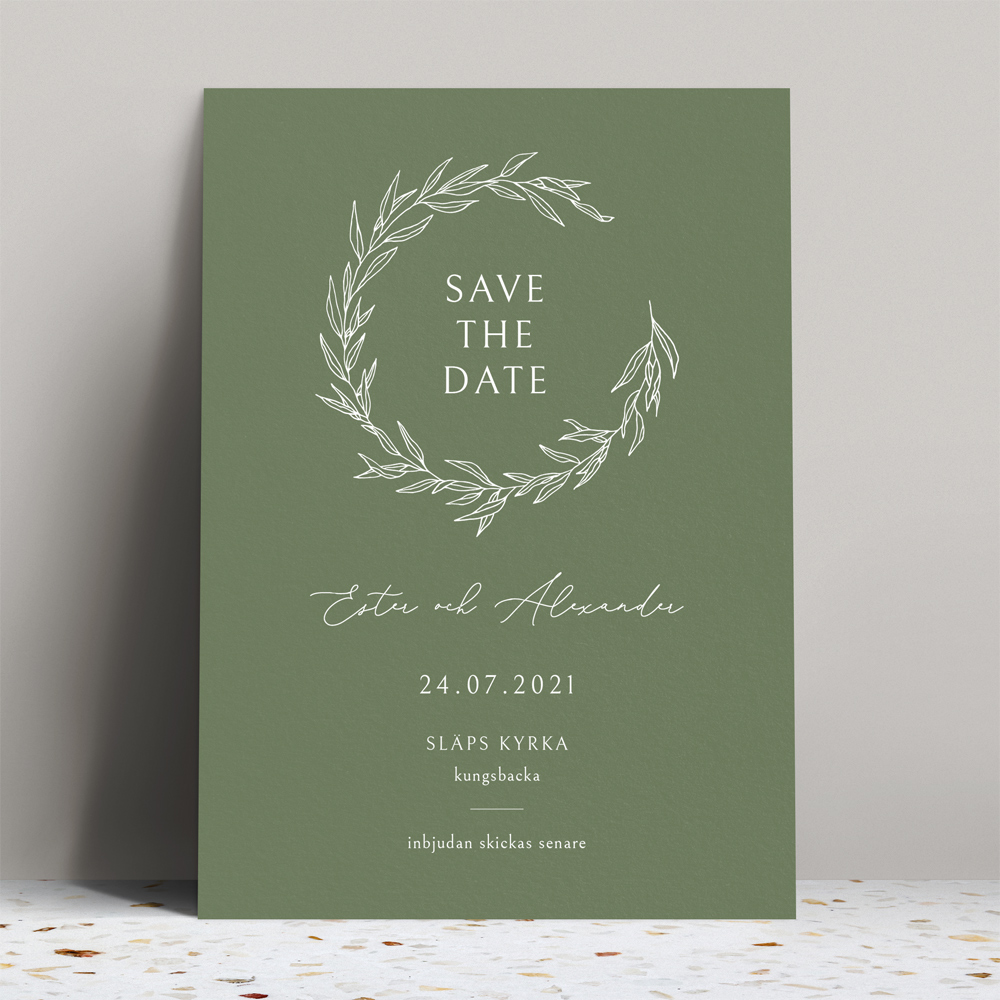 Save The Date Br llop Romantiskt Kort Med Olivkvistar